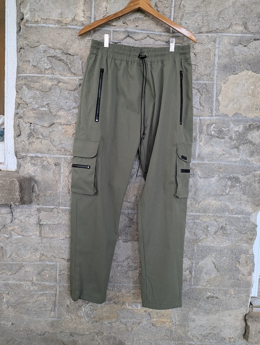 Women's Olive Cargo Jogger Pants - Elastic Waist Toronto Streetwear Brand